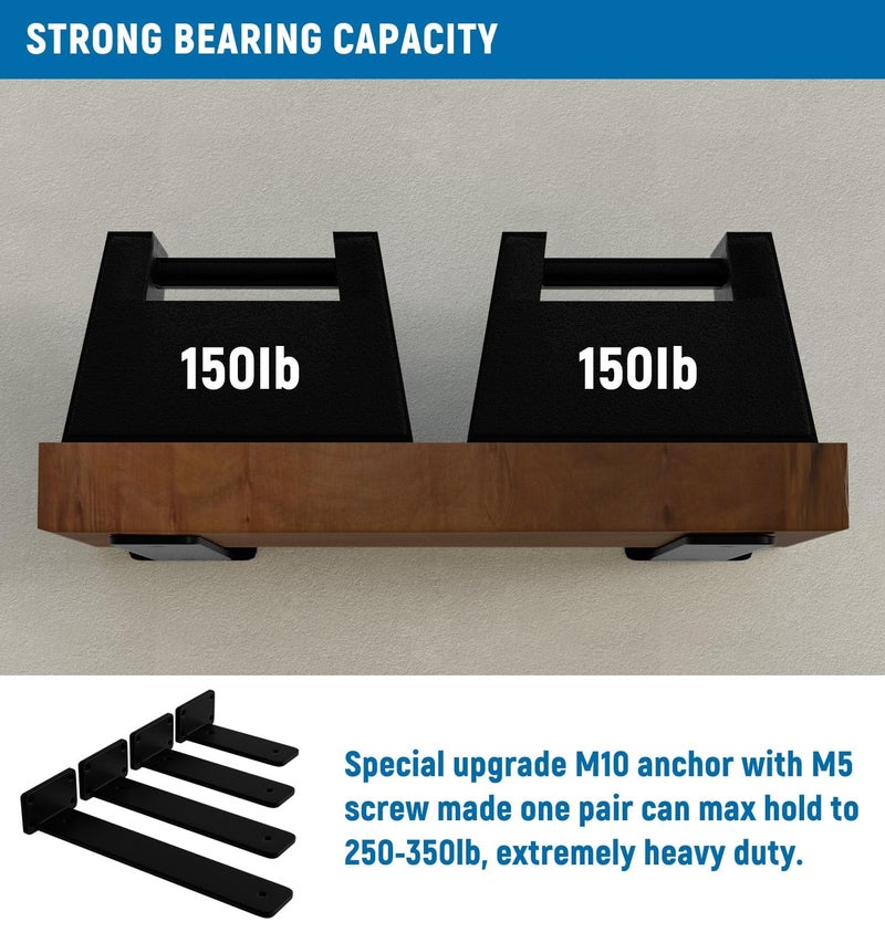 LEOPO 6 Inch Heavy Duty Floating Shelf Bracket  4 Pack Rustic Industrial Hidden Metal Shelf Bracket for Kitchen  Bathroom  1/5Thick - Image 5